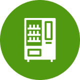 Vending machine icon on green circle